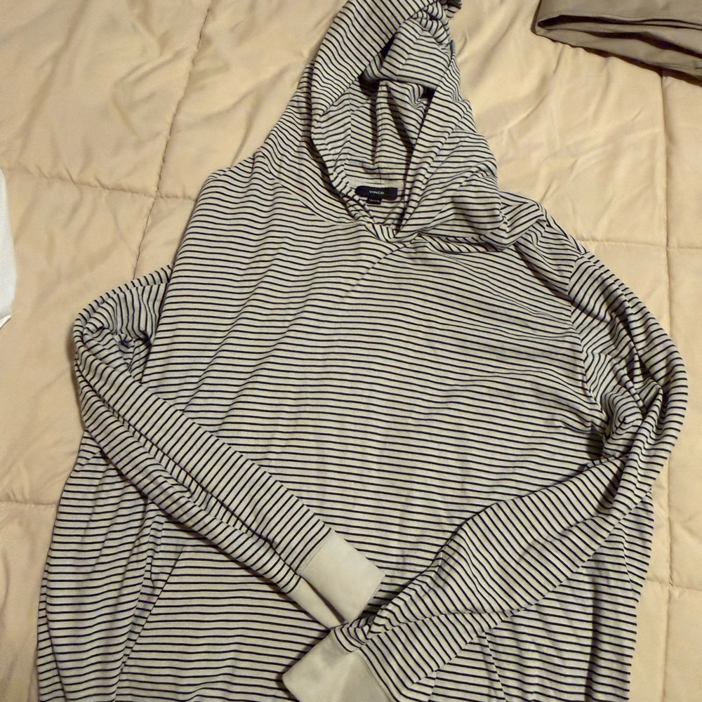 Vince Black and White Striped Hoodie